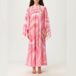 Pink and White Swirl Maxi Dress